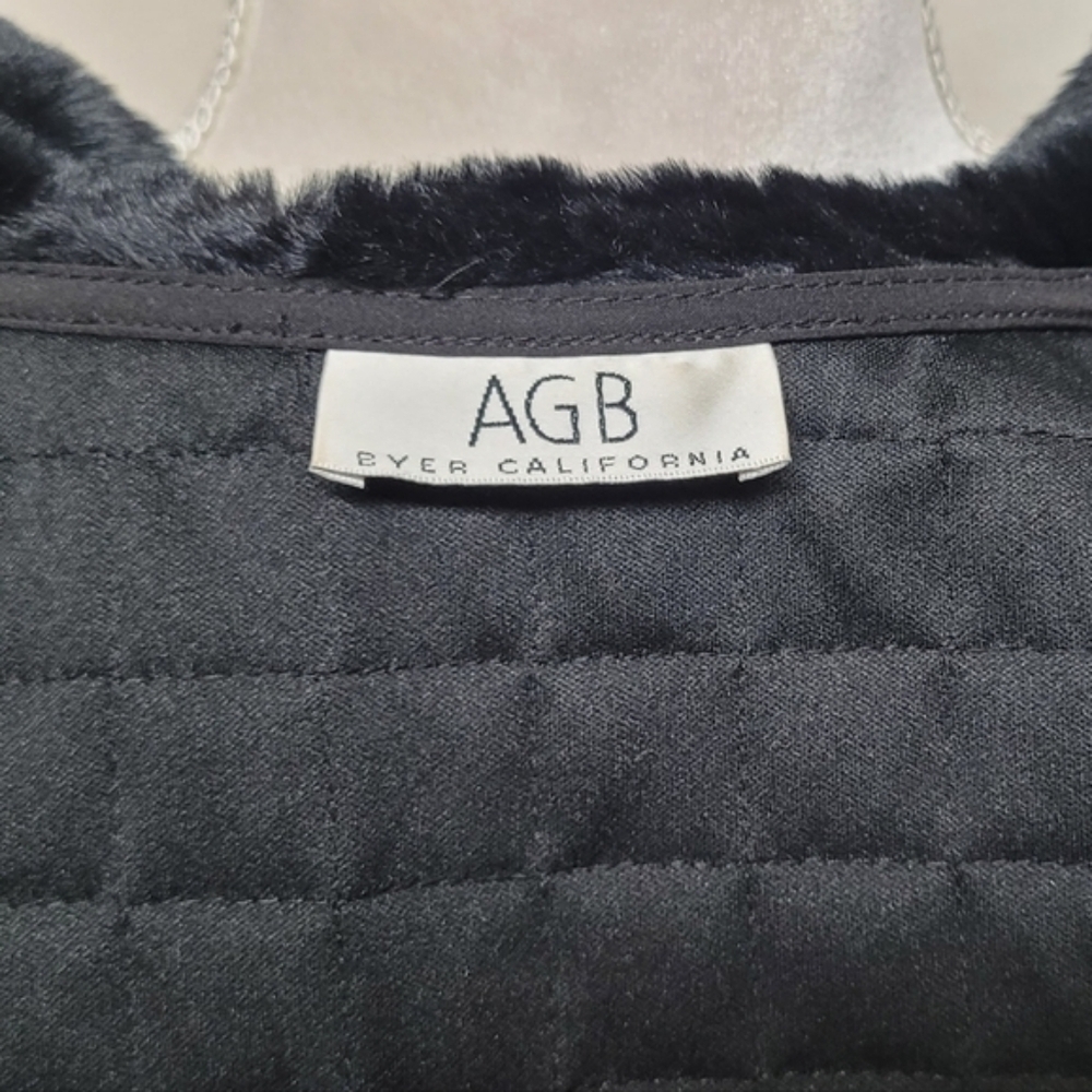 AGB Byer California Retro Y2K Black Faux Fur Collar Full-zip Quilted Vest.Add - Picture 12 of 12